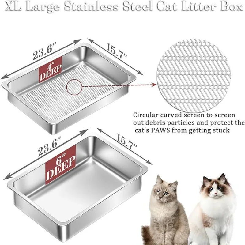 Stainless Steel Filter Cat Litter Basin Large Detachable