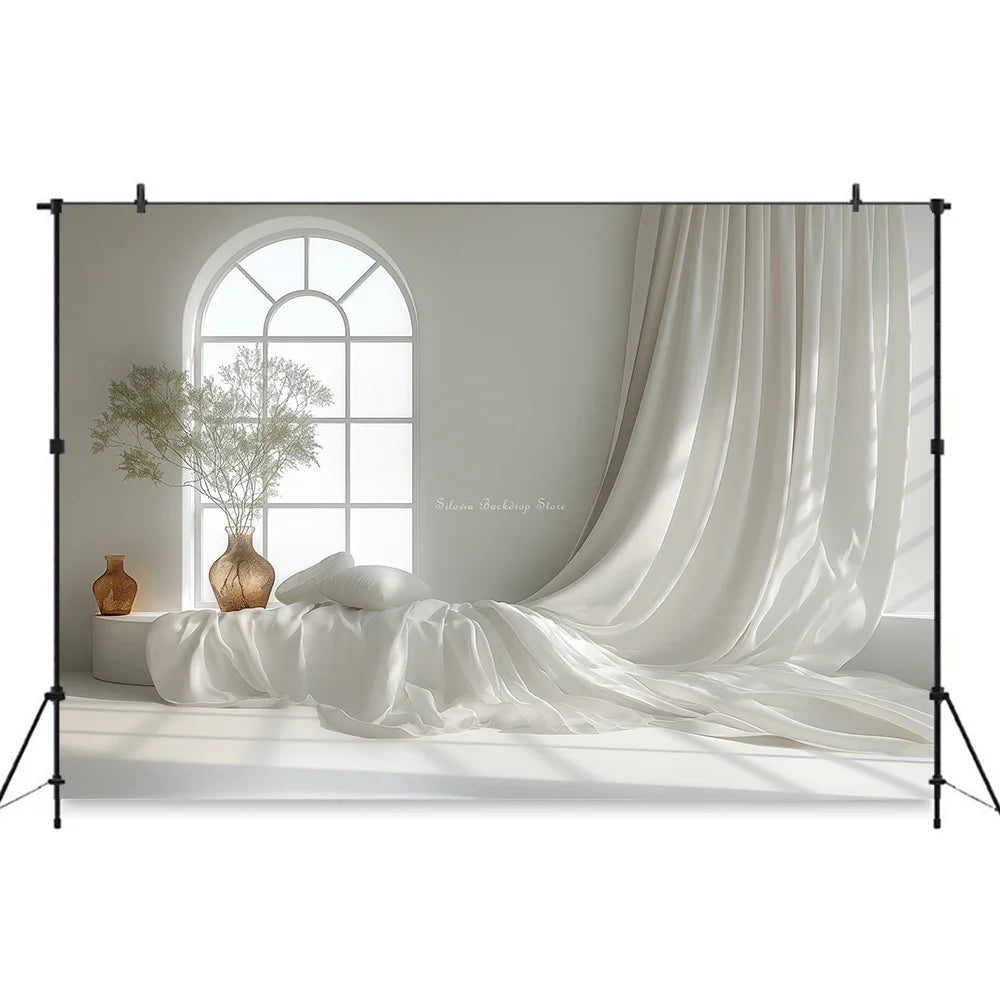 White Gauze Curtains Background Wedding Bride Shower Photography