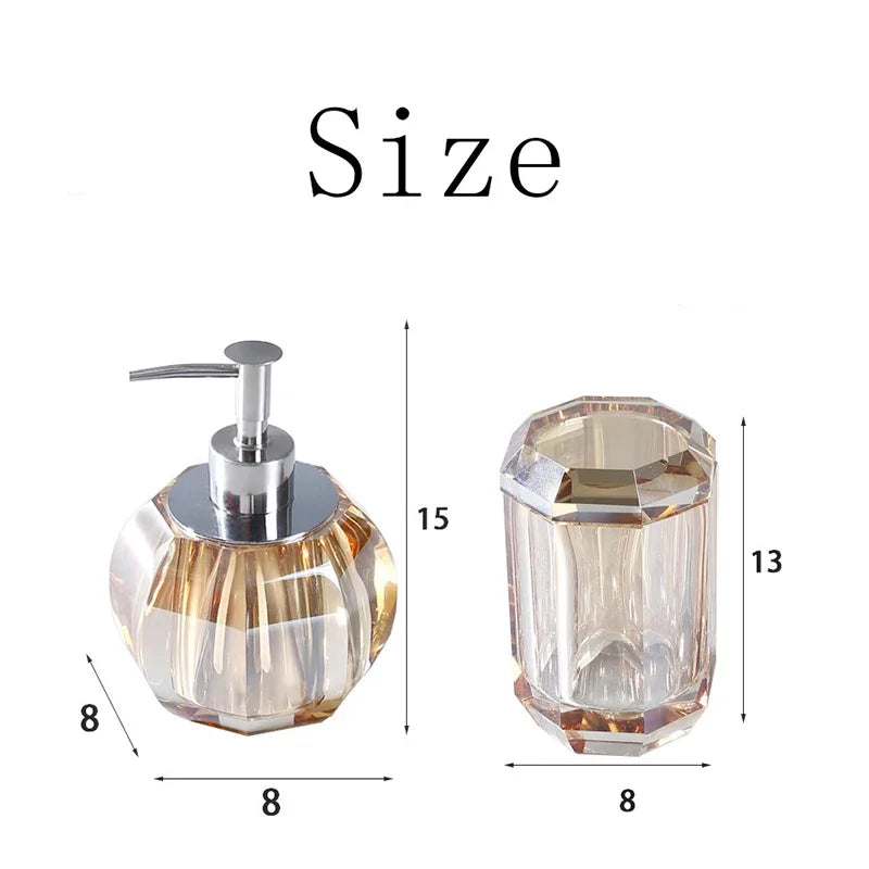 Light Luxury Crystal Glass Bathroom Lotion Bottle Transparent