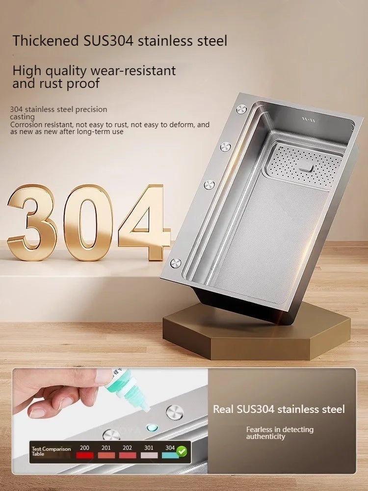 Drop In Sink 304 Stainless Steel Embossed Large