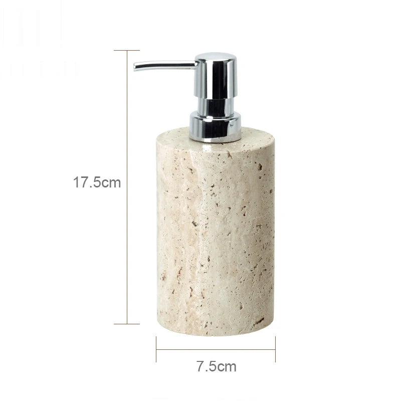 Beige Travertine Bathroom Natural Marble Soap Dispenser Reed