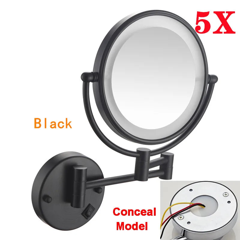 5x Magnifying Led Folding Bathroom Mirrors Wall Mounted