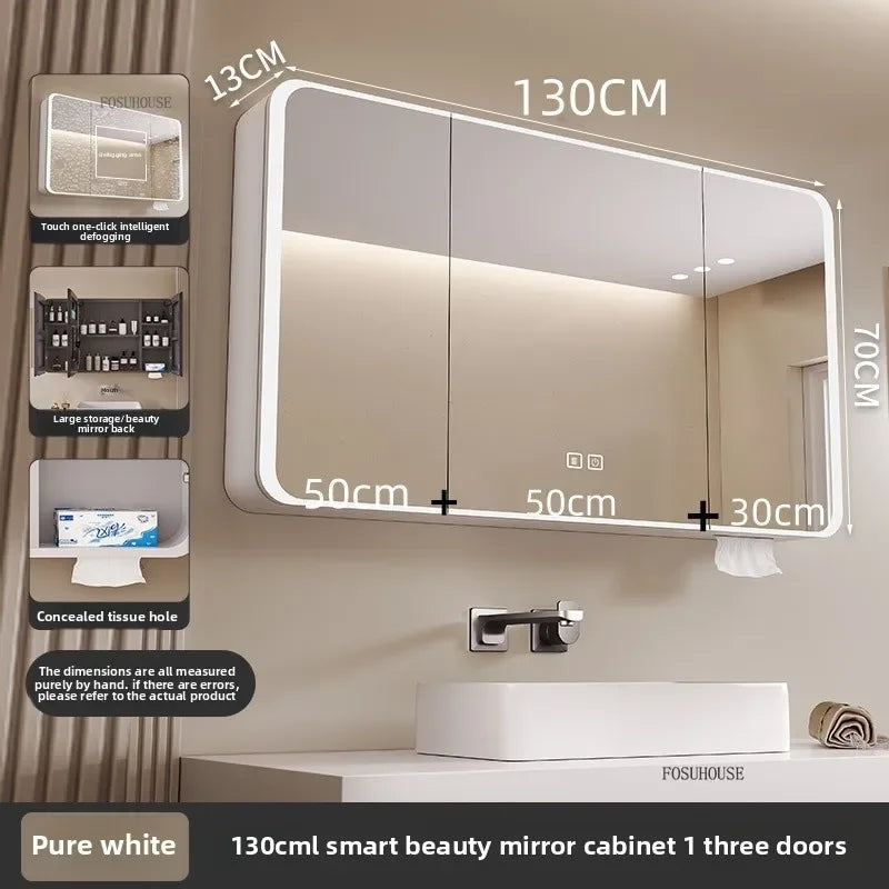 Arc-Shaped Smart Bathroom Mirror Cabinet Wall-Mounted Bathroom