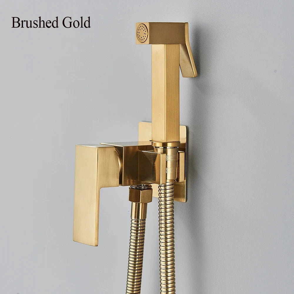 Black/Chrome Toilet Shower Mixer Faucet Cold Water Mixer