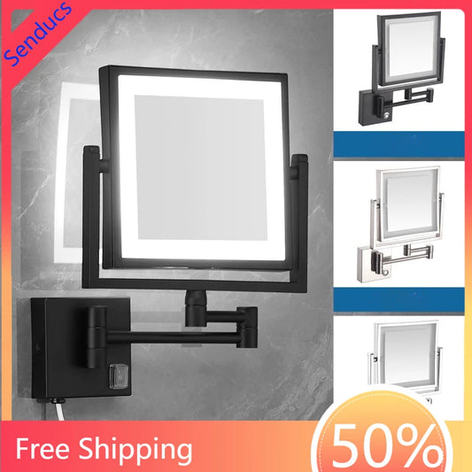 Led Bathroom Mirror 3x Magnifying Dual Arm Extendable