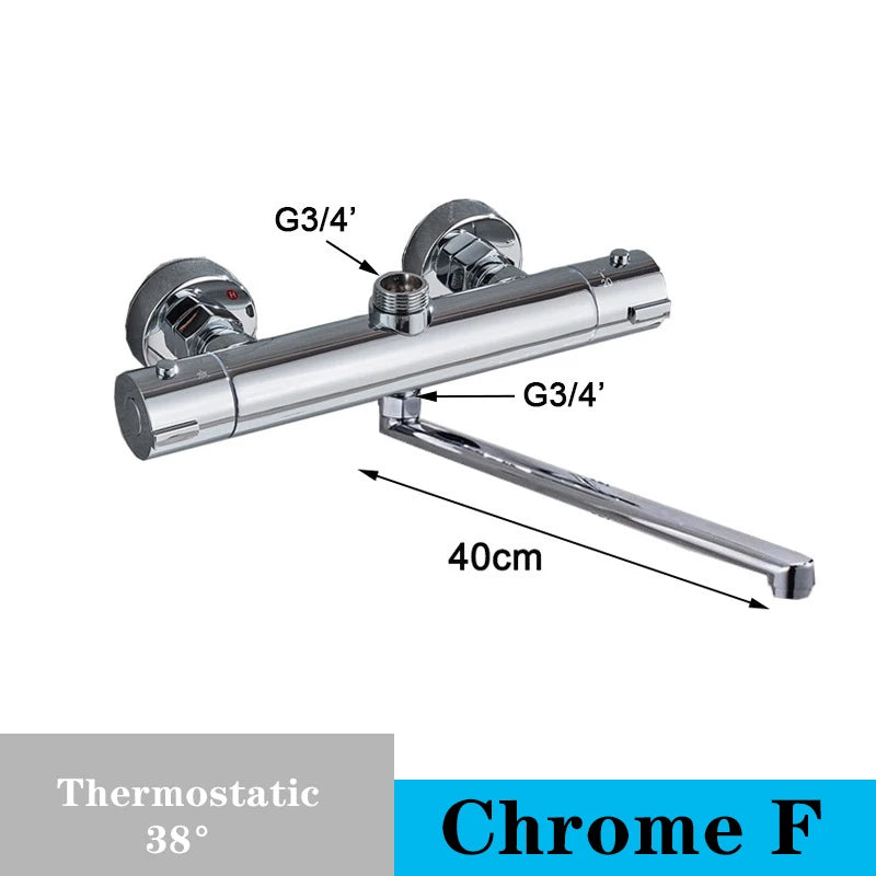 Chrome Thermostatic Shower Mixer Valve Wall Mounted Dual