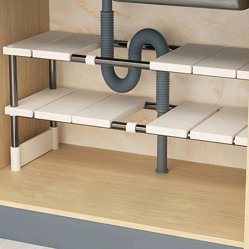 Adjustable Under Sink Storage Rack Expandable & Bathroom