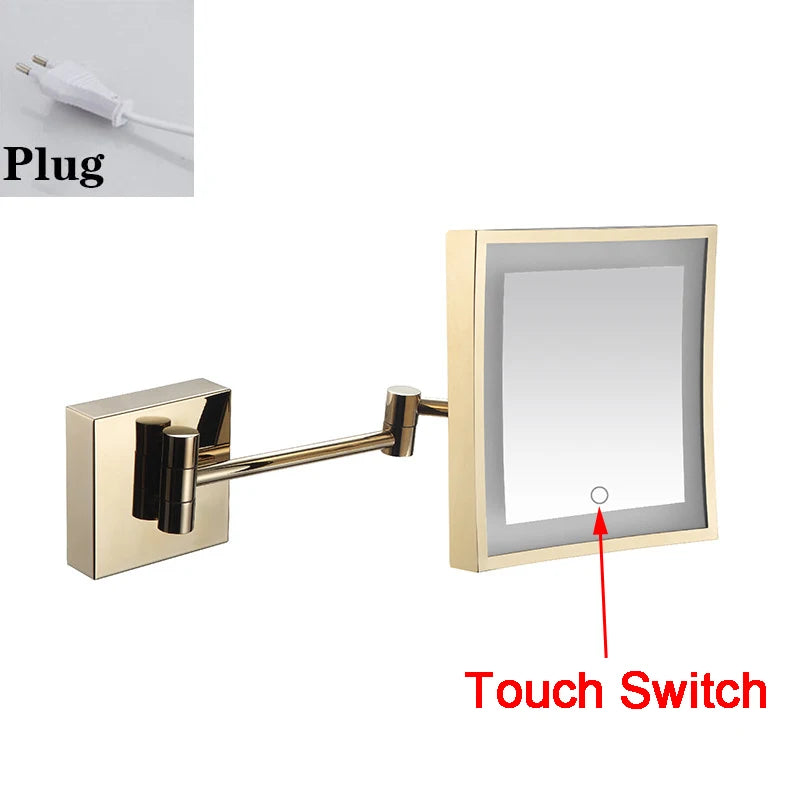 Square Touch Bathroom Mirror Wall Mounted Lighted Bathroom