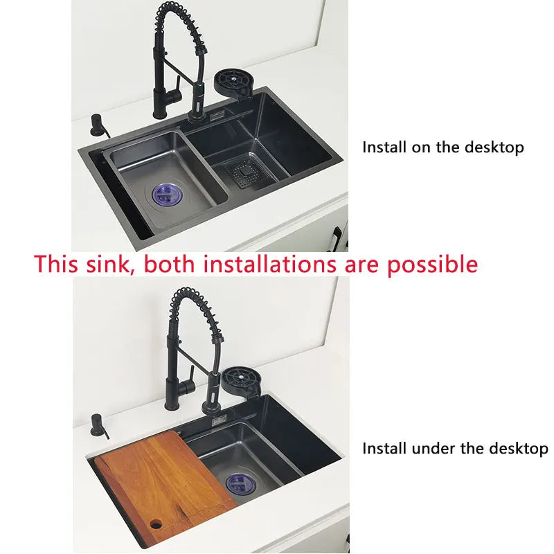 Undermount Or Above Mount Sink Matt Black Nano
