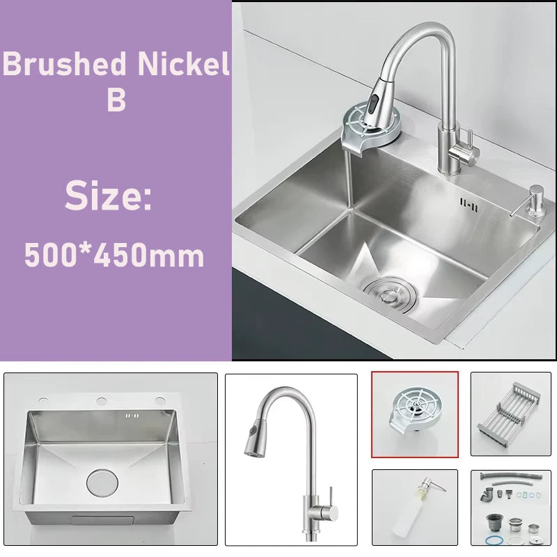 304 Stainless Steel Black/Brushed Nickel Sink Waterfall Faucet