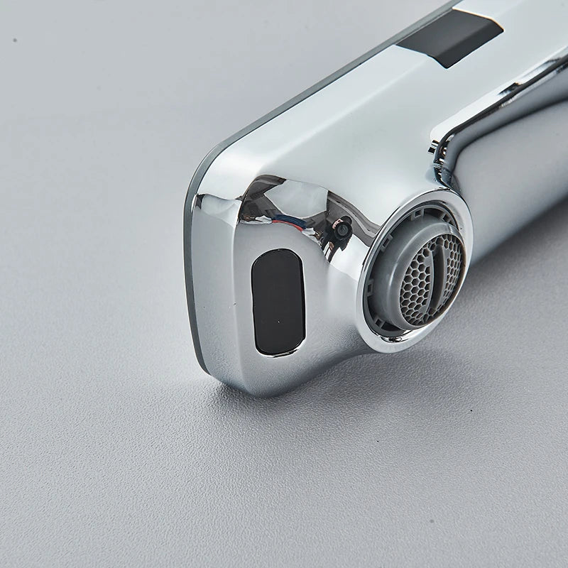 White Touchless Sensor Basin Faucet Smart Digital Display