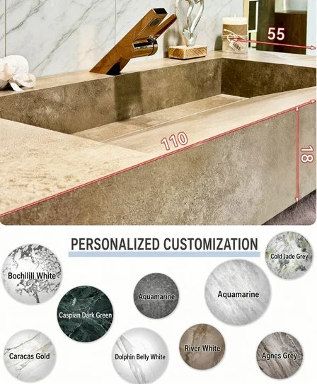 Any Size Custom Medieval Style Marble Sink Bathroom