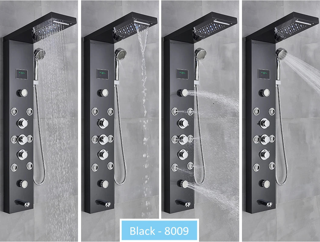 Led Shower Panel Tower System Rain Waterfall Shower
