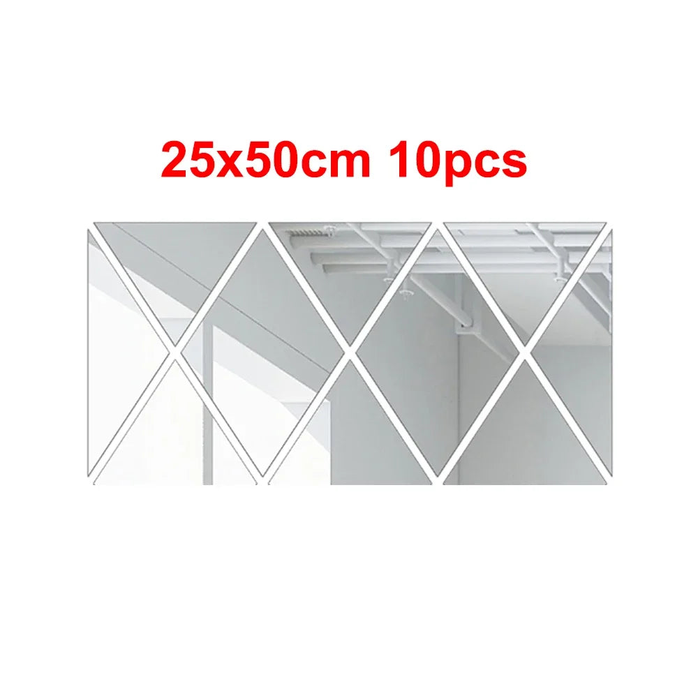 3d Mirror Stickers Acrylic Triangles Self-Adhesive Diamonds Diy