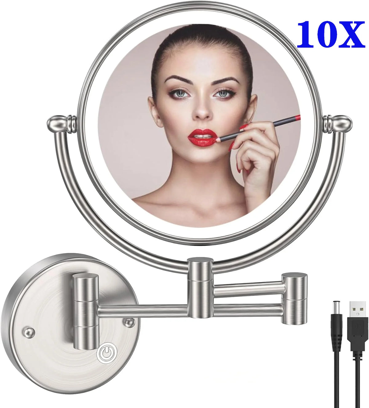 10x Magnifying Led Makeup Mirror Touch On Dual
