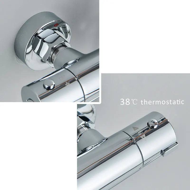 Thermostatic Bathroom Shower Faucet Chrome Mixer Valve Wall