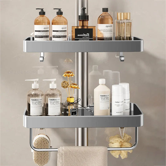 1/2pcs Punch-Free Shower Caddy Towel Rod Bathroom Shelf
