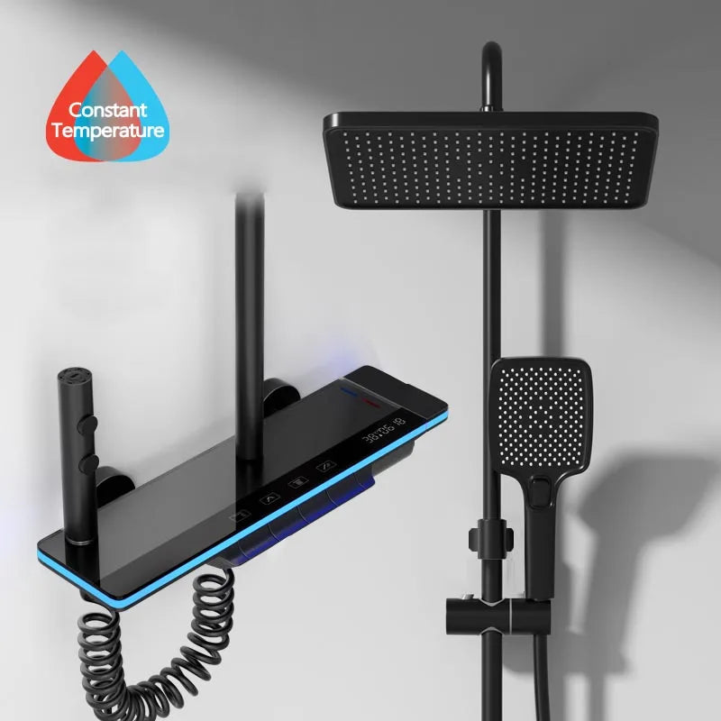 Luxury Smart Digital Temperature Shower System Bathroom Rain