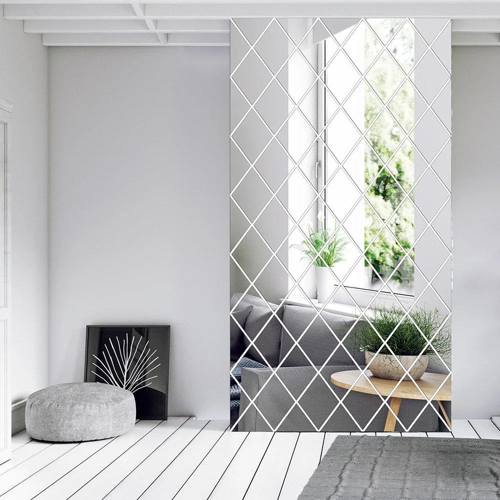 3d Mirror Stickers Acrylic Triangles Self-Adhesive Diamonds Diy