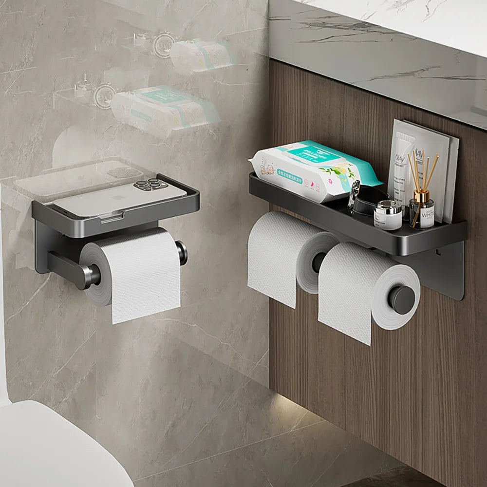 Toilet Paper Holder Wall-Mounted Double Layer Paper Roll