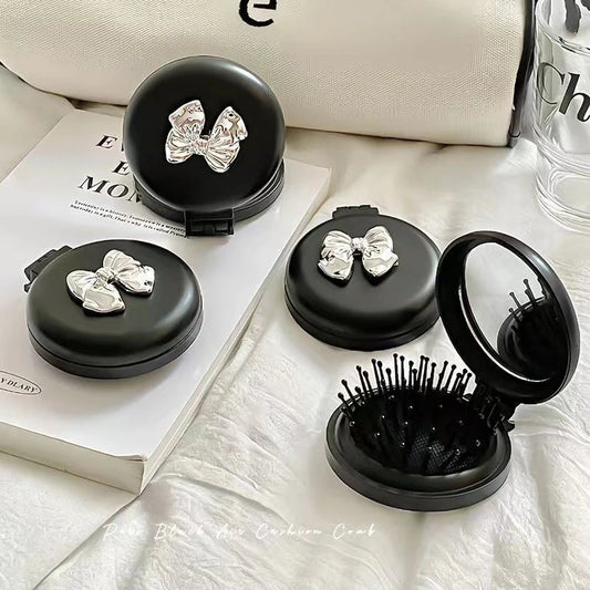 Travel Cute Folding Massage Comb Makeup Mirror Plastic