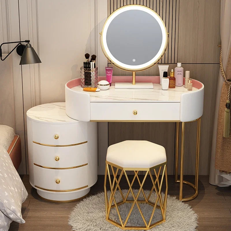 Pink White Vanity Table Women Luxury Nail European