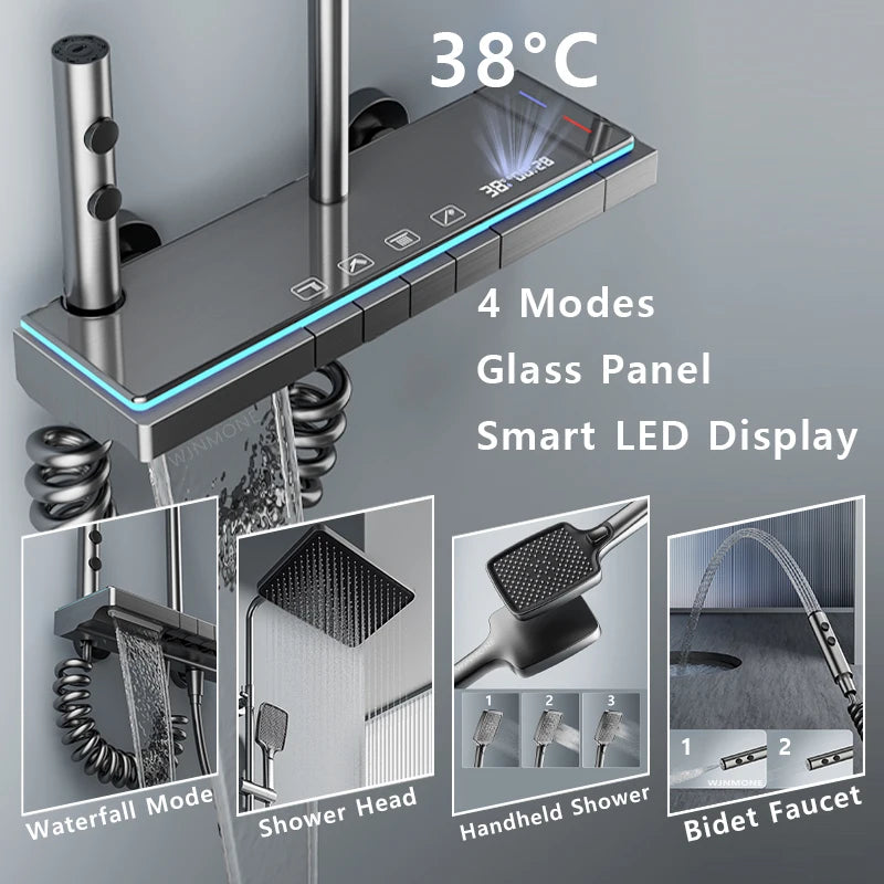 Modern Bathrooms Shower System Glass Panel Bathtub Rain