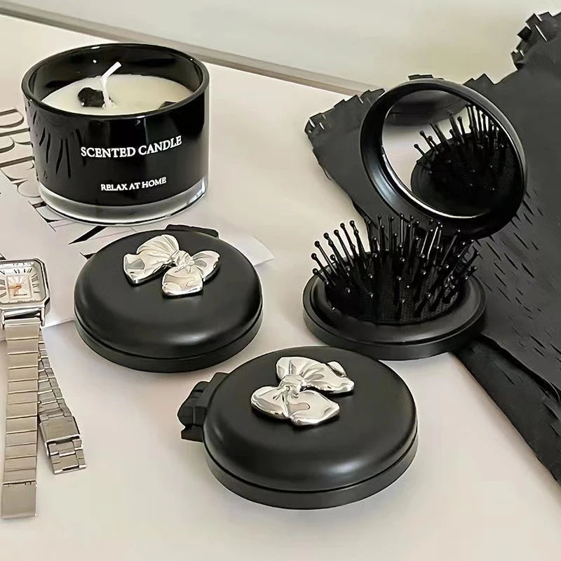 Travel Cute Folding Massage Comb Makeup Mirror Plastic