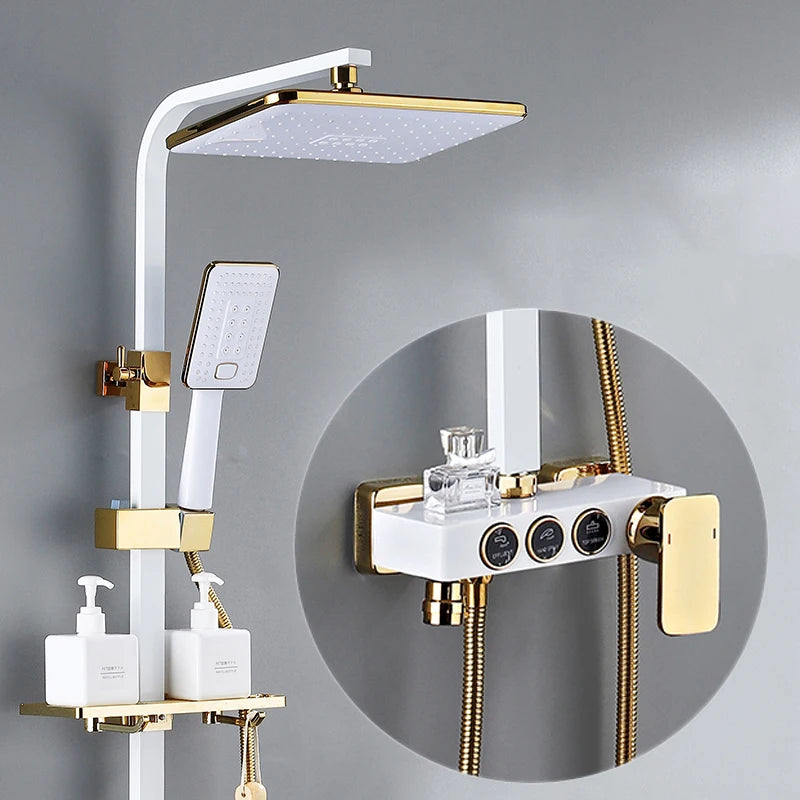White Digital Bathroom Shower Quality Brass Bathroom Mixer
