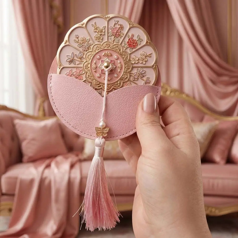 Women Flower Pattern Compact Mirror Compact Makeup Mirror
