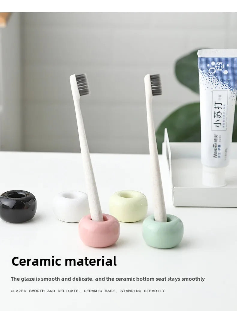Pc Mini Ceramics Handmade Toothbrush Holder Stand Bathroom