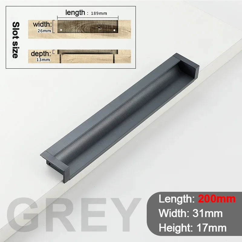 100-400mm Recessed Cabinet Drawer Pull Handle Bathroom Furniture