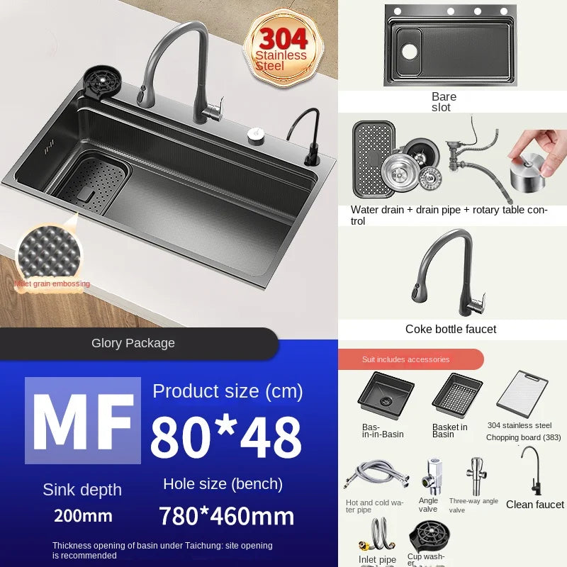 304 Stainless Steel Sink Black Large Slot Wash