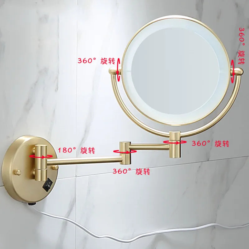 Brushed Gold Led Bathroom Mirrors Quality Brass Folding