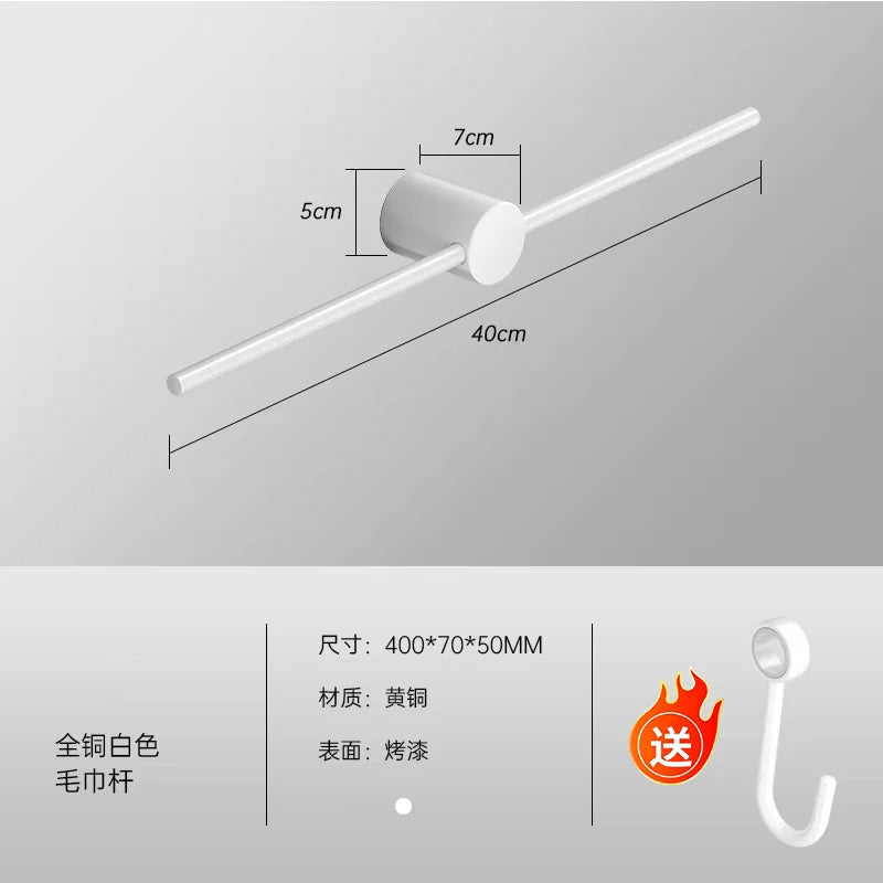Bathroom Towel Rack Brass Wall-Mounted Toilet Space White