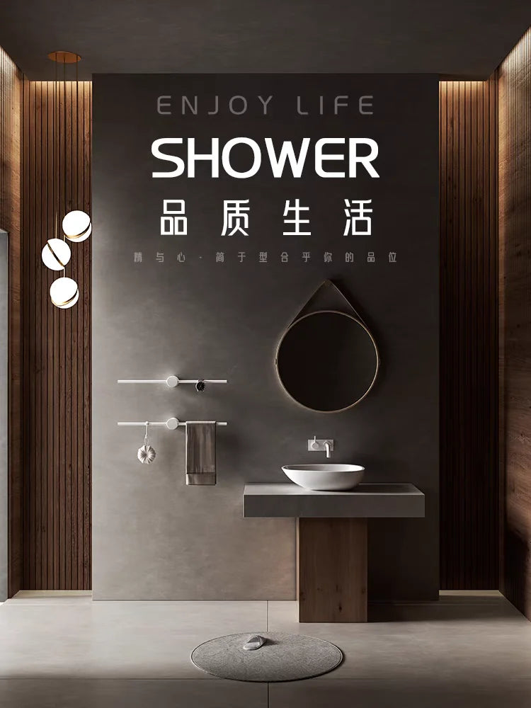 Bathroom Towel Rack Brass Wall-Mounted Toilet Space White