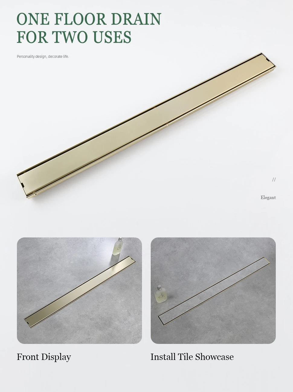 Bathroom Floor Drain Invisible Brushed Gold Shower Drain