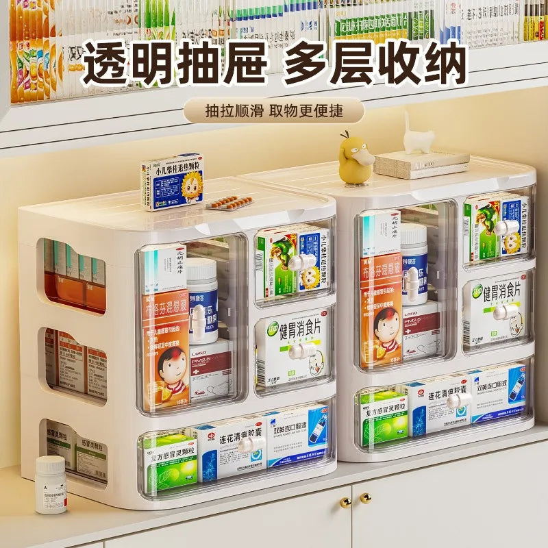 Storage Box Multi-Layer Dust-Proof Drawer Style Medicine Cabinet