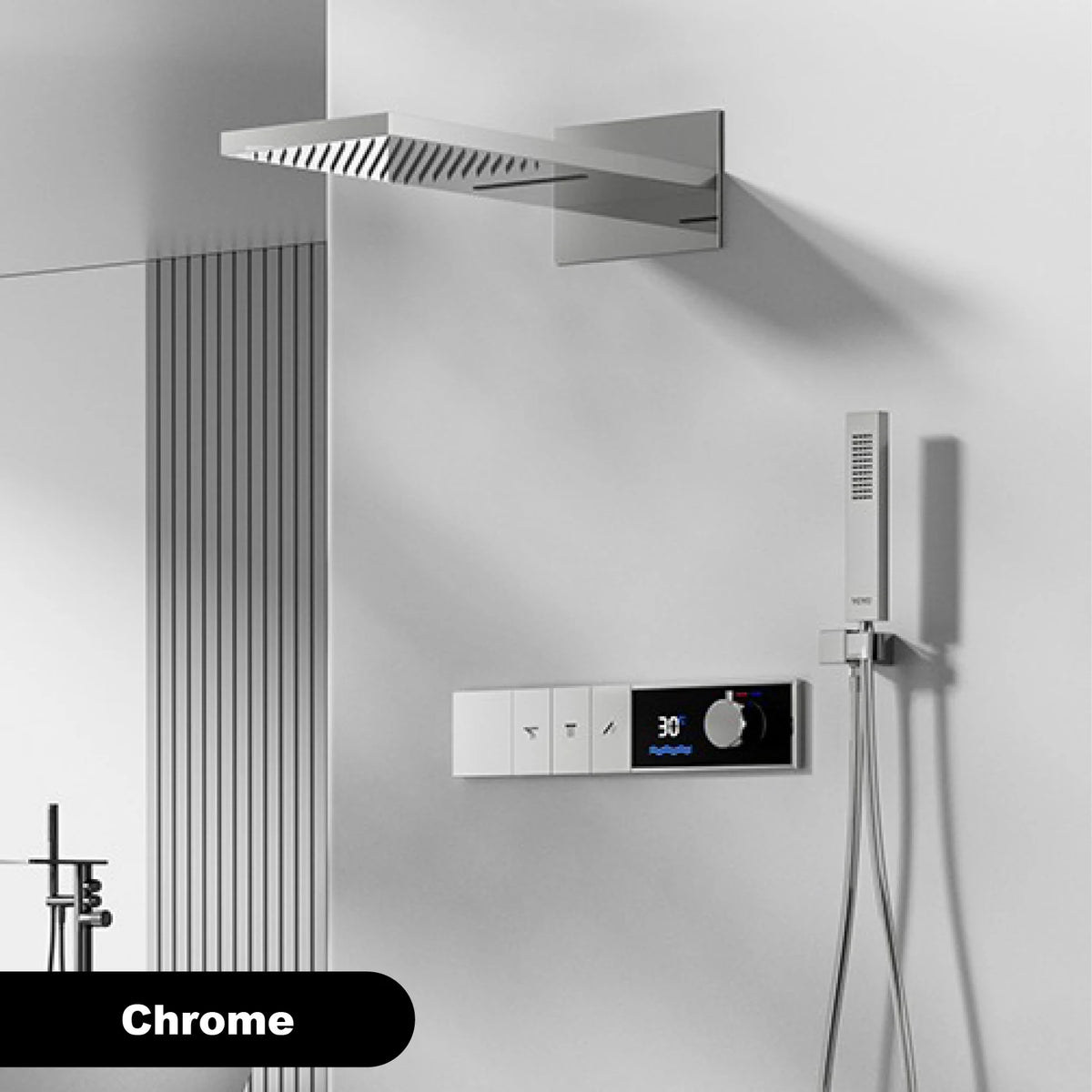 Gunmetal Luxury Brass Built-In Thermostatic Shower System Led