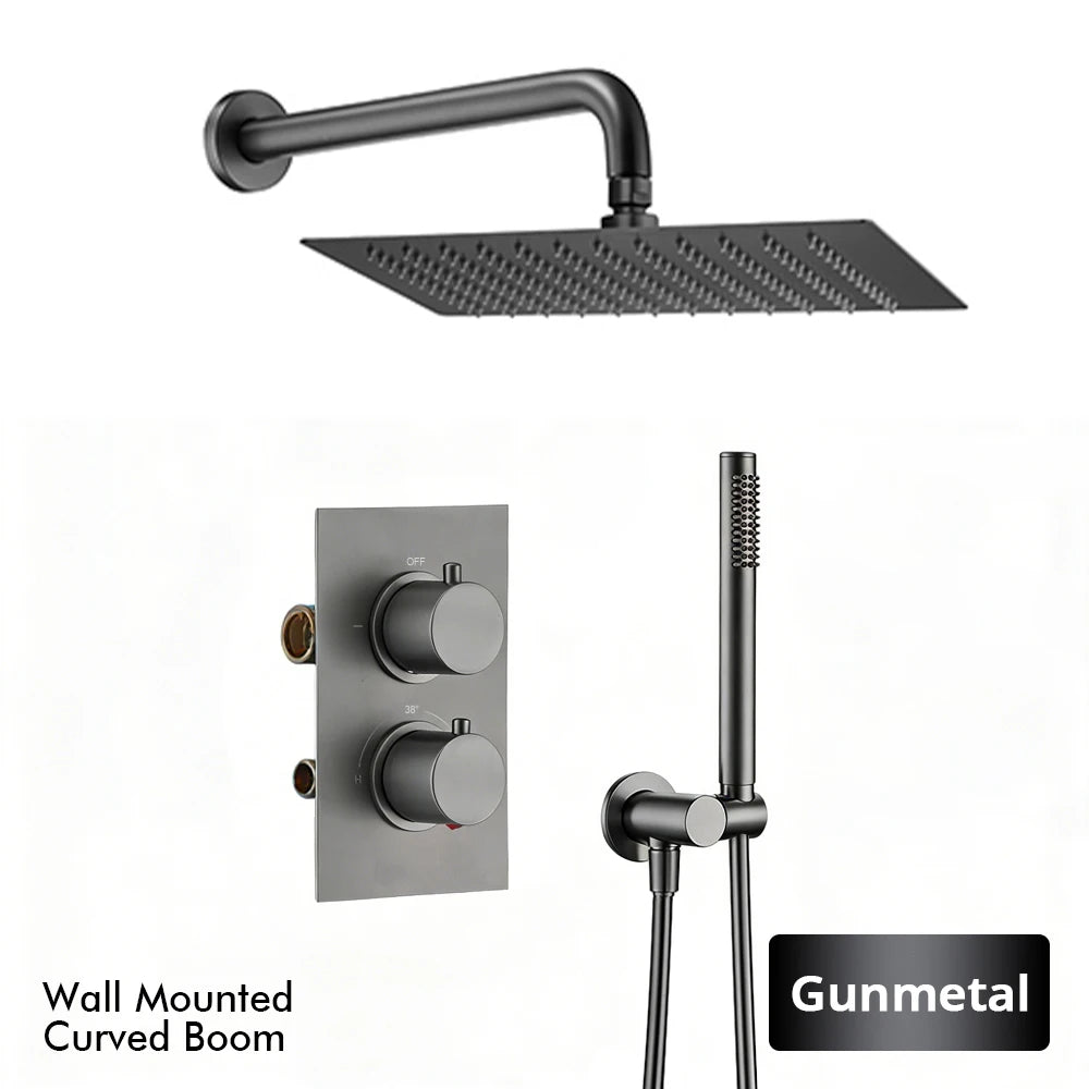 Bathroom Faucet Dial Way Brushed Gold Thermostat Shower