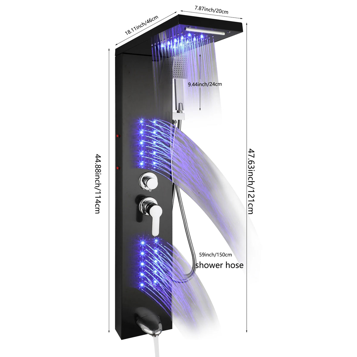 Kemaidi Shower Panel Bathroom Shower Tower W/ Led