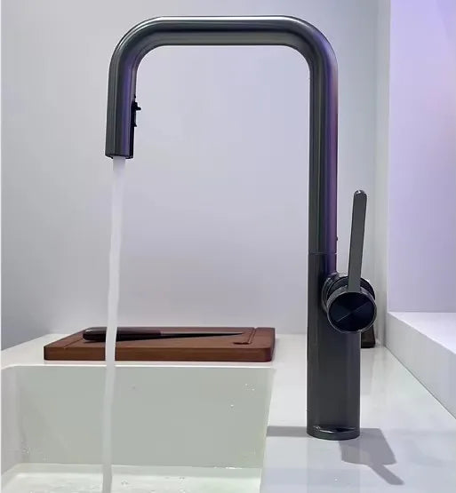 Brushed Gold Pull Out Faucets Brass Rose Gold