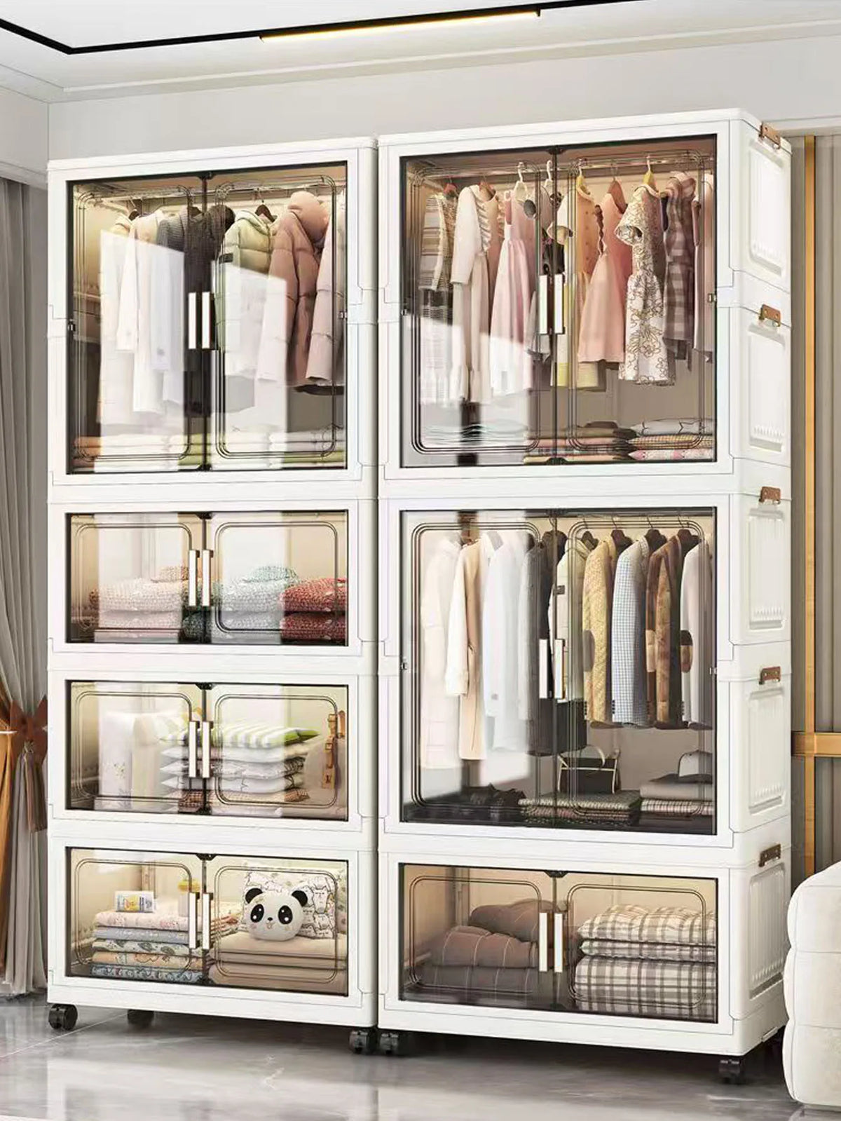 Multi-Functional Folding Storage Cabinet Doors White/Black/Gray