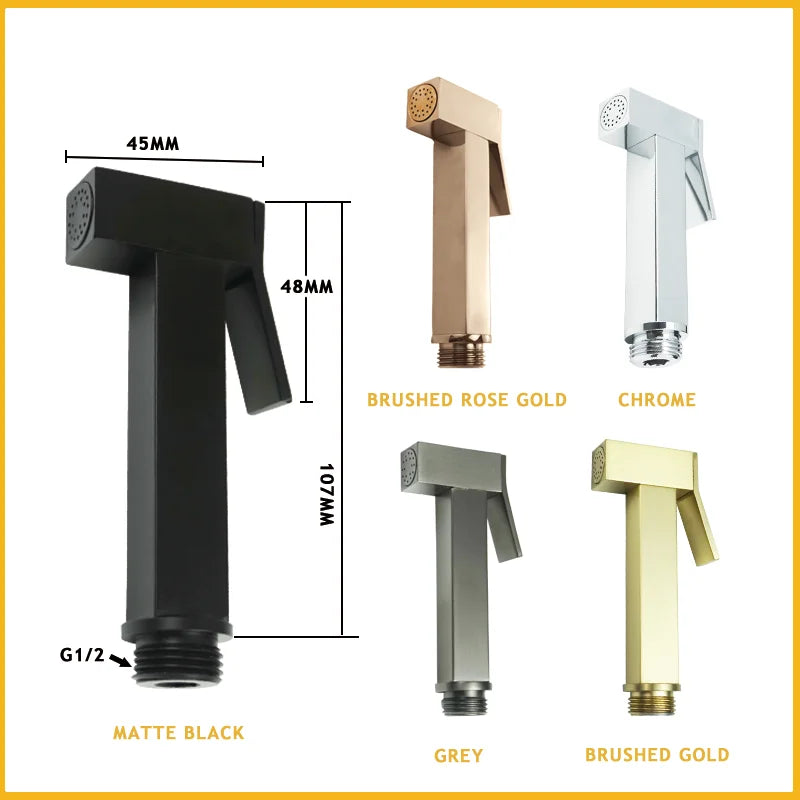 Brushed Rose Gold Brass Handheld Bidet High Voltage