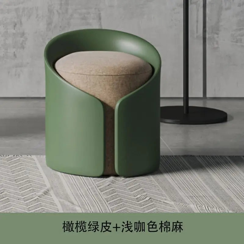 Nordic-Style Round Pouf Versatile Multipurpose Stool Vanity Shoe