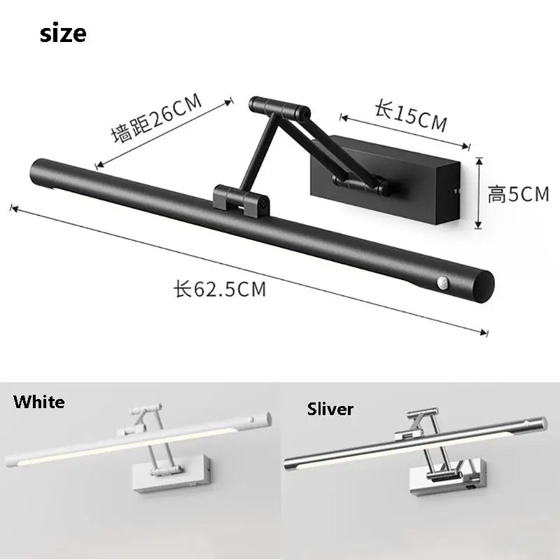 Motion Sensor Foldable Bathroom Mirror Wall Lamp Shower