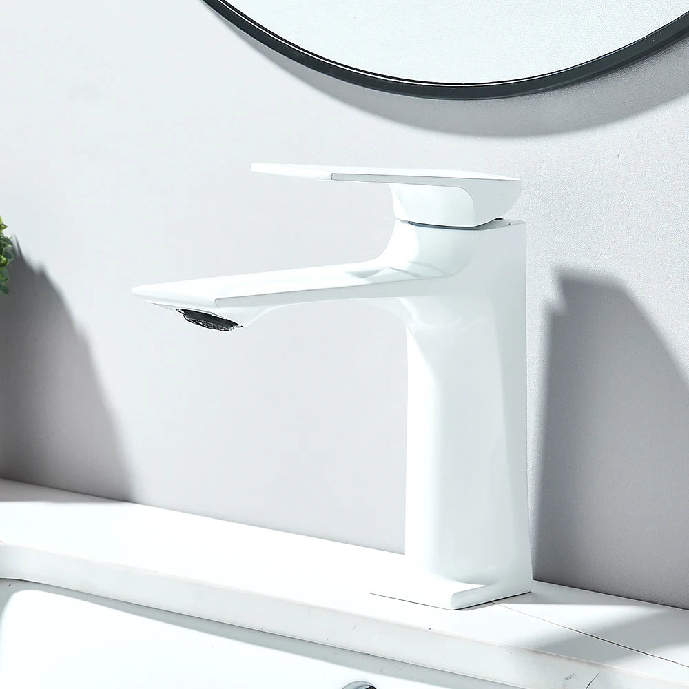 Brass Core Modern Bathroom Sink Faucet Handle Deck