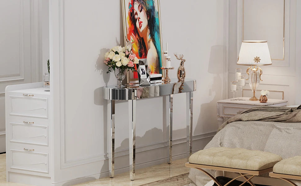 Mirrored Console Table Mirrored Makeup Vanity Table Desk