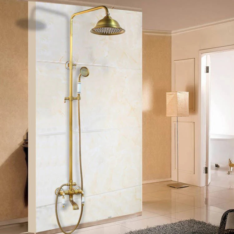 Kemaidi Antique Brass Retro Vintage Bathroom Shower Faucet