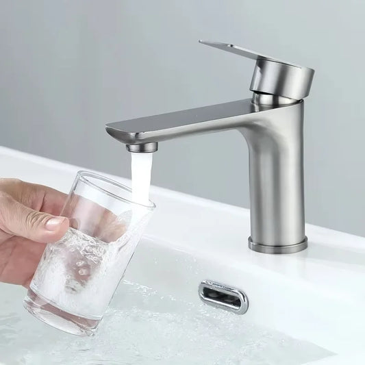 Brushed/Gray Bathroom Sink Faucet Cold Mixer Faucet Countertop